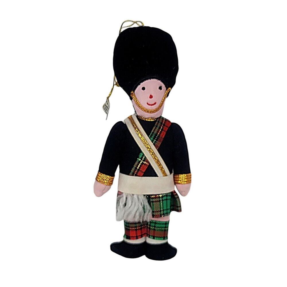 RARE Vtg Harrods Tartan Scottish Palace Guard Plaid Kilt Christmas Ornament VHTF